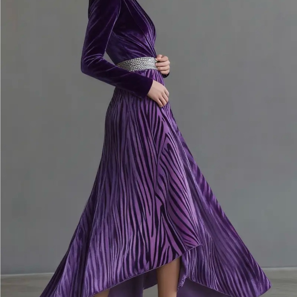Elegant Purple Zebra Print Dress